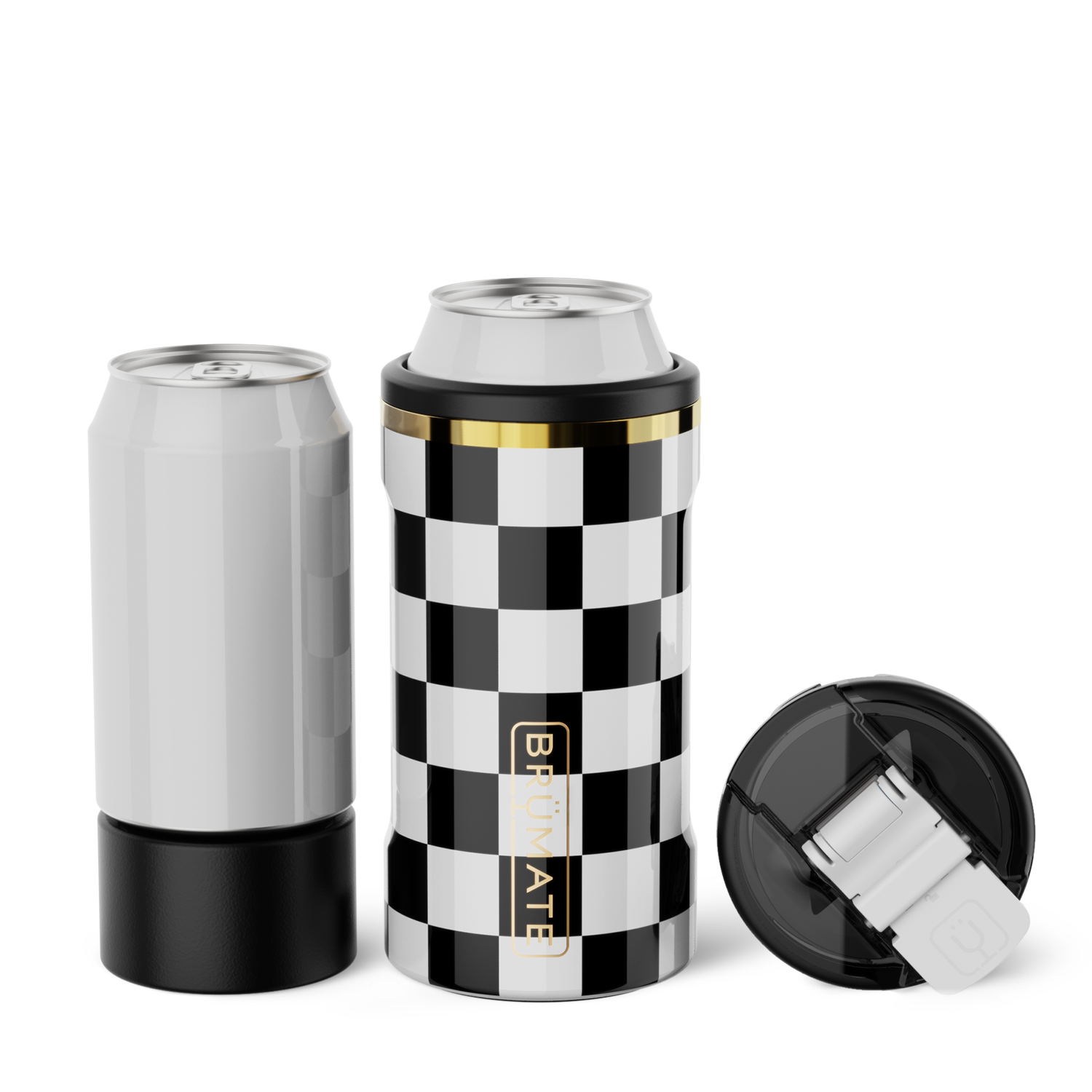Hopsulator Trio V2 | Black & White Checker | 12/16oz Standard Cans - Gentle Care